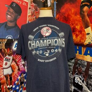 Vintage New York‎ Yankees 2004 AL Champions MLB Baseball T Shirt Mens Sz 2XL